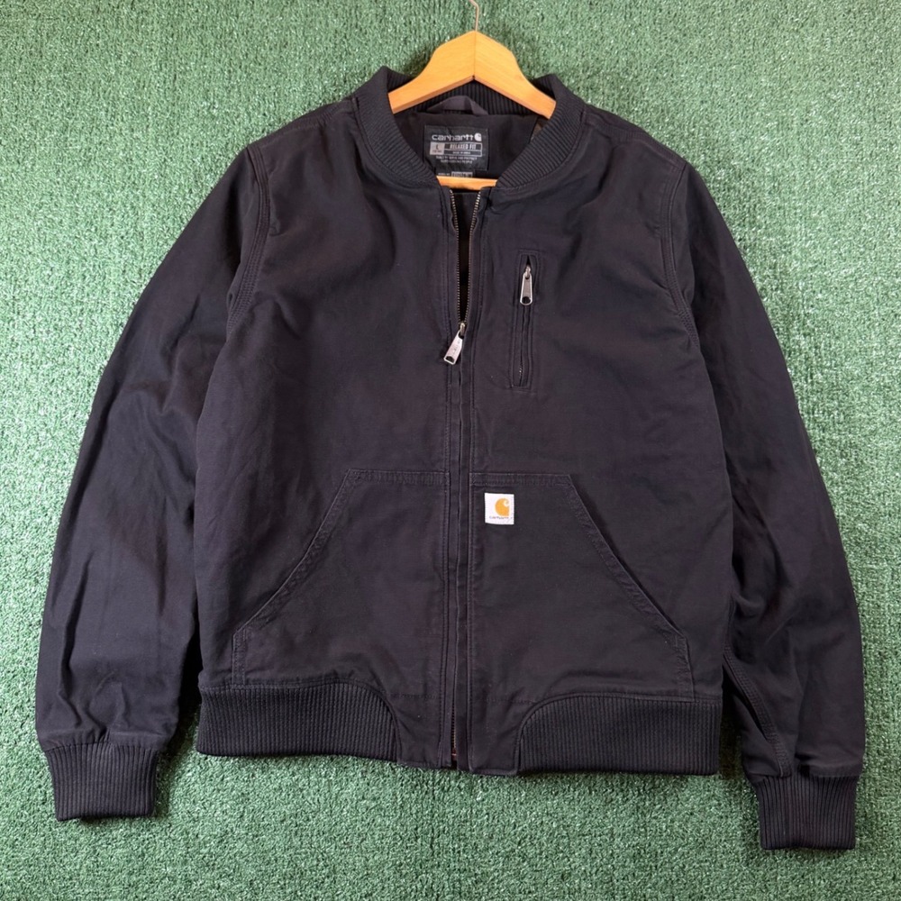 Carhartt Bomber Jacket Women Large Black Good Rugged Flex Canvas 102524-W
